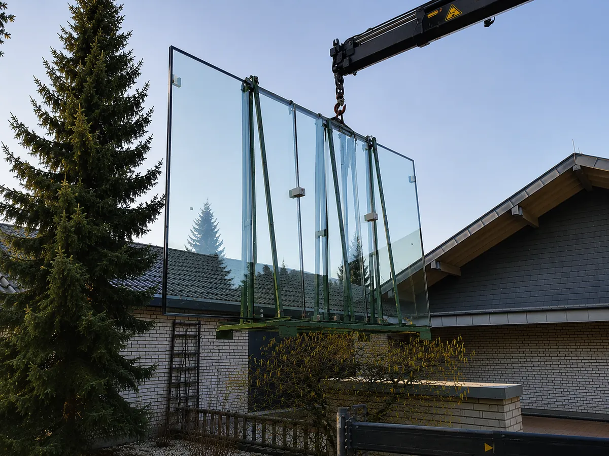 Großformat-Isolierglas per Kran