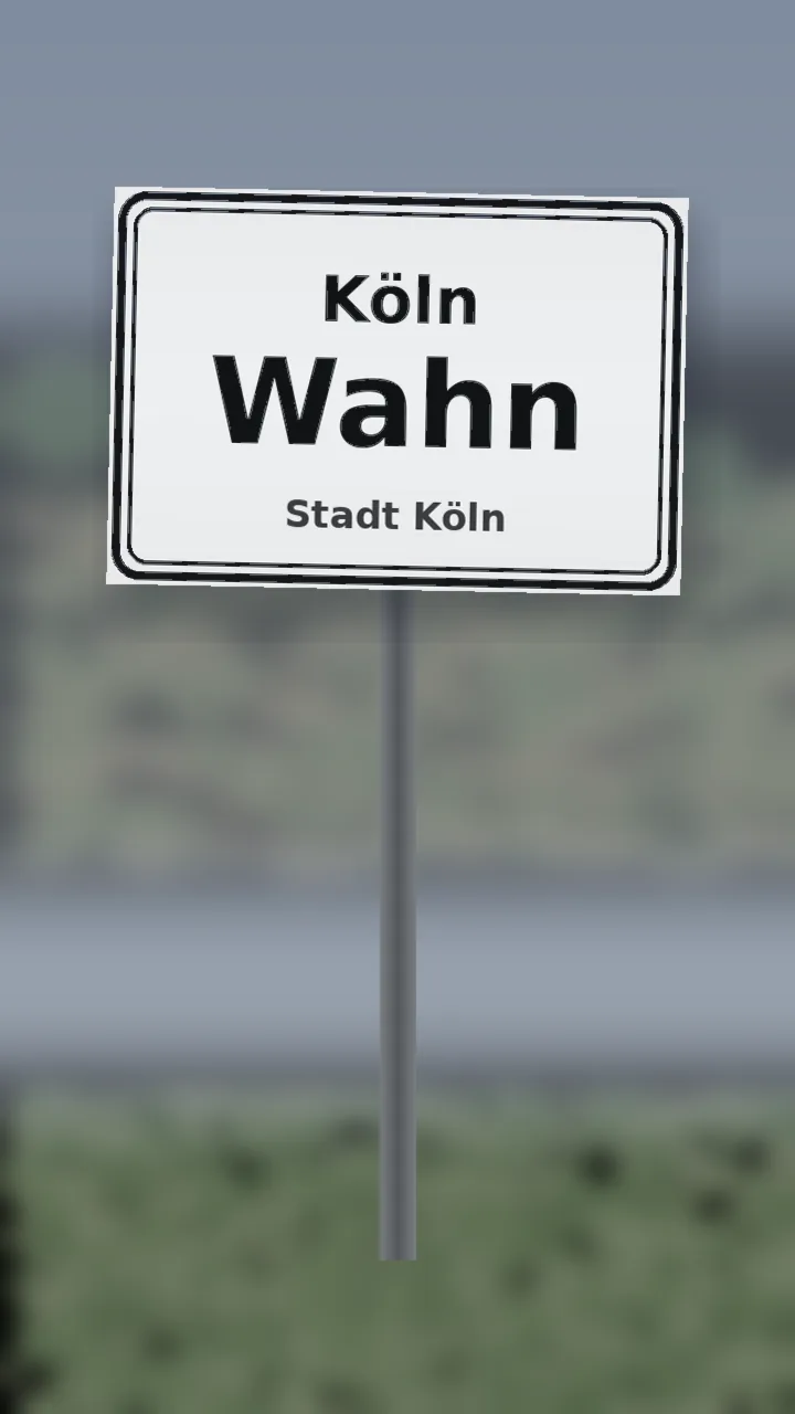 Ortsschild Köln-Wahn am Rand der Wahner Heide, Stadt Köln