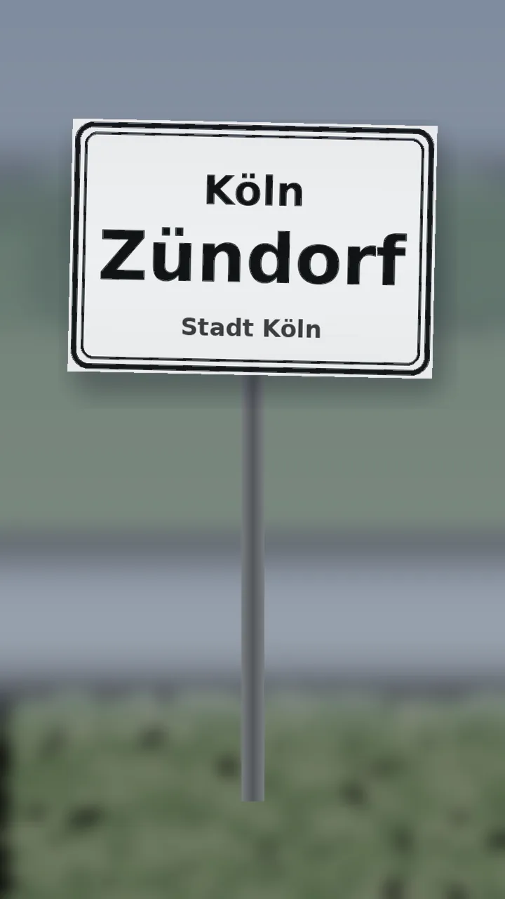 Ortsschild Köln-Zündorf am Ortsrand, Stadt Köln