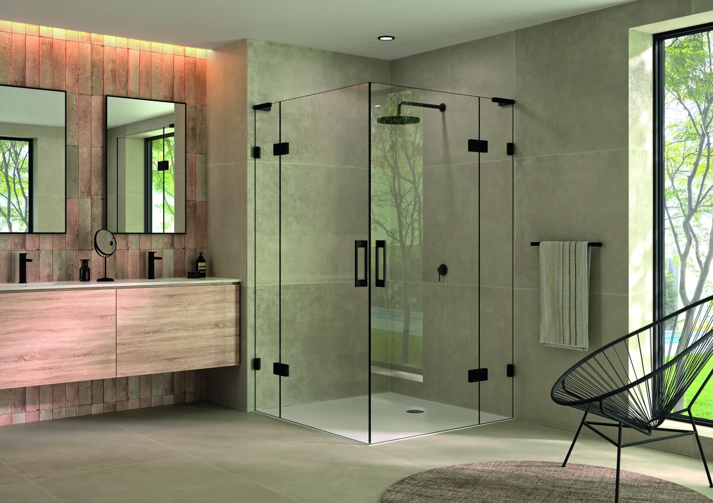 Walk-in-Wand mit Stabilisationsstange, Serie Pontere